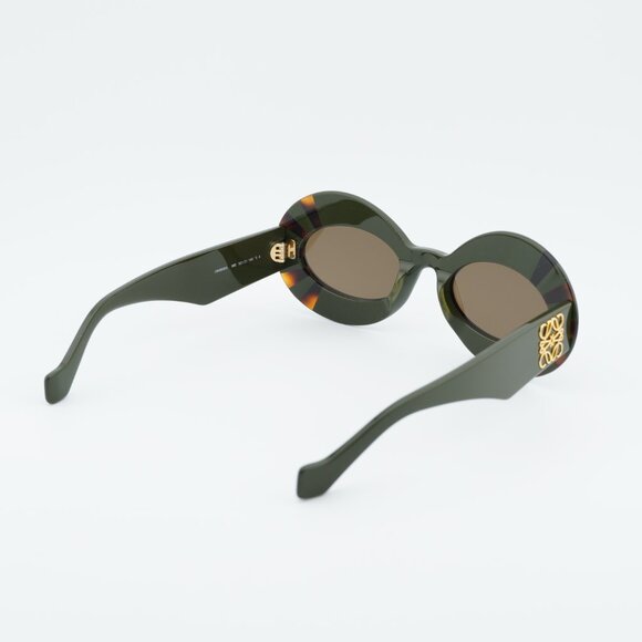 Loewe LW40091I 96E Sunglasses Havanan/Green Oval Frame, Brown Lenses main image 7